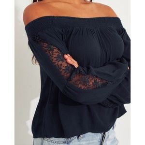 Blue Off the Shoulder Shirt